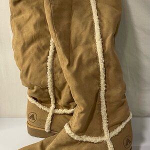 Airwalk Tan Knee High Winter Boots with Shearling Lining Warm Cozy